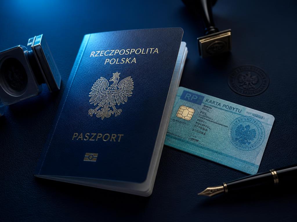 Paszport, karta pobytu i pieczęcie urzędowe