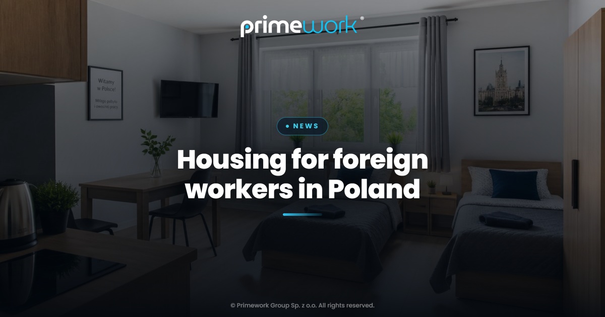 Clean worker accommodation with two beds and a kitchenette – Primework Group article graphic