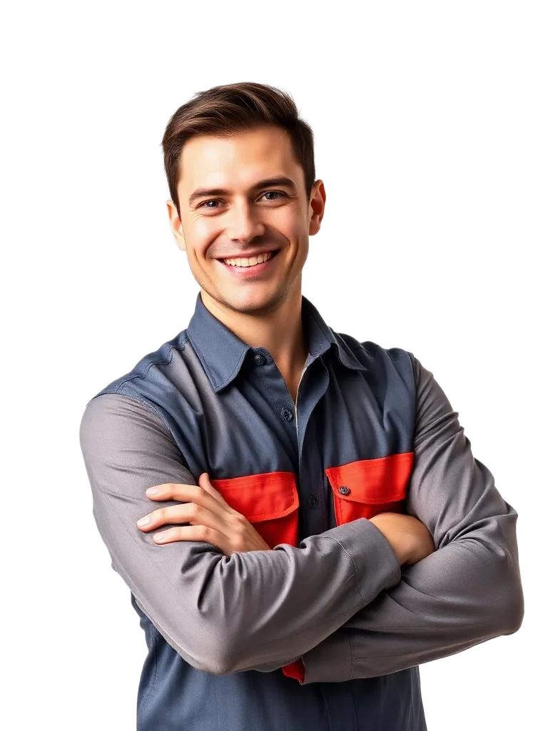 Worker from Eastern Europe in workwear